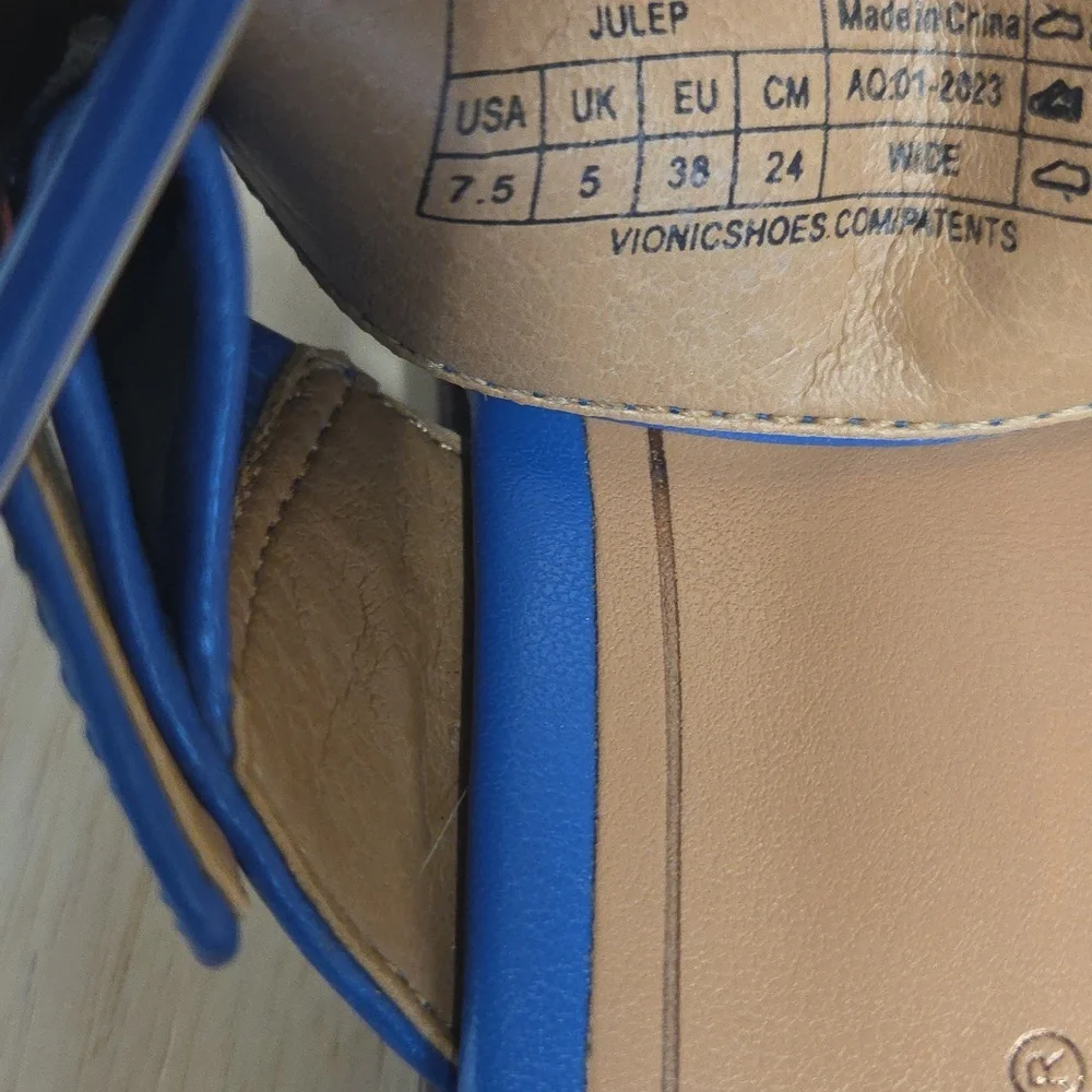 Vionic Arch Support Royal Blue Women's Julep Sandals Flipflops Leather 7.5W - Picture 6 of 9